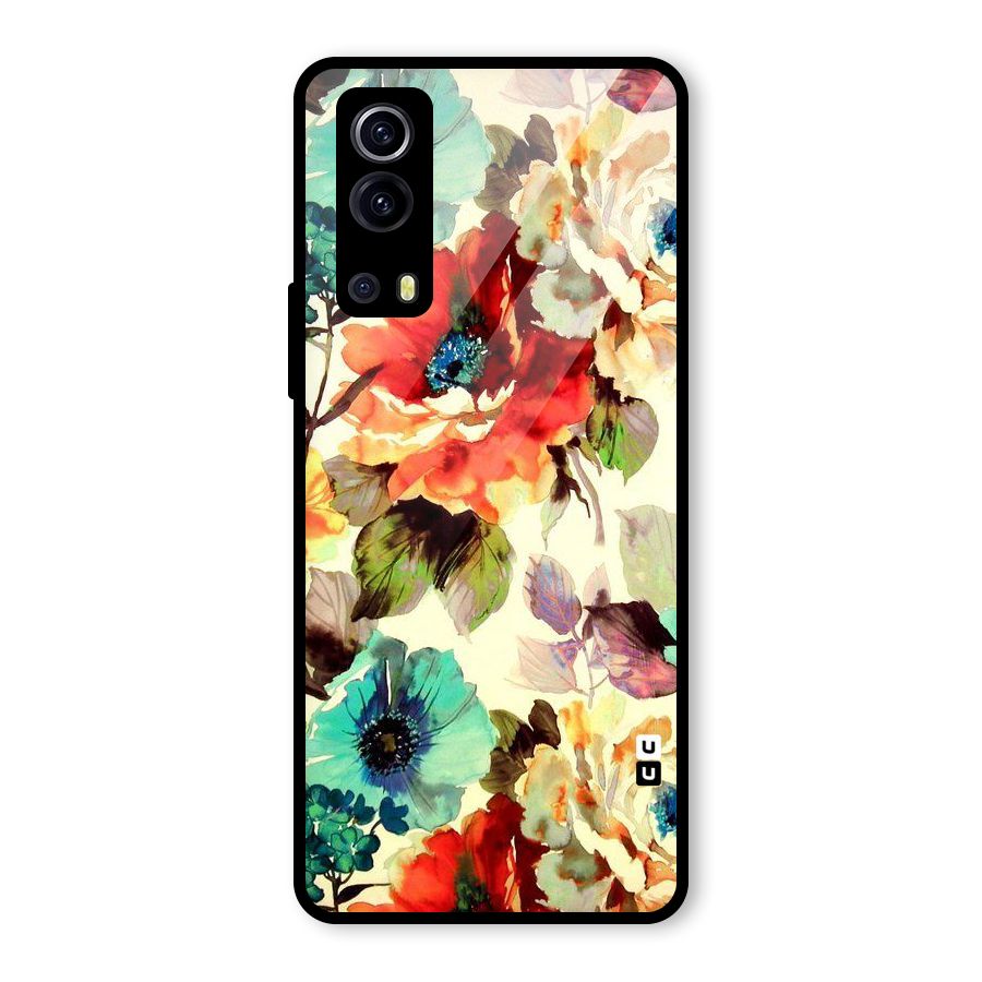 Artsy Bloom Flower Glass Back Case for Vivo iQOO Z3