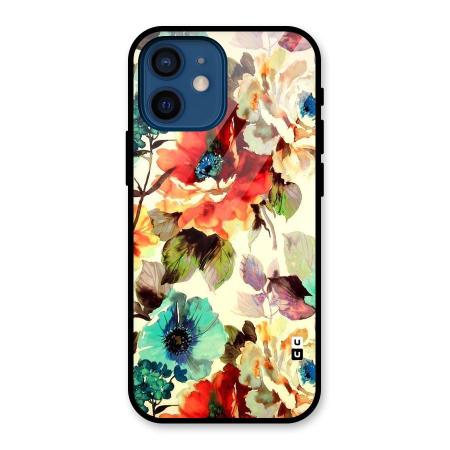 Artsy Bloom Flower Glass Back Case for iPhone 12 Mini