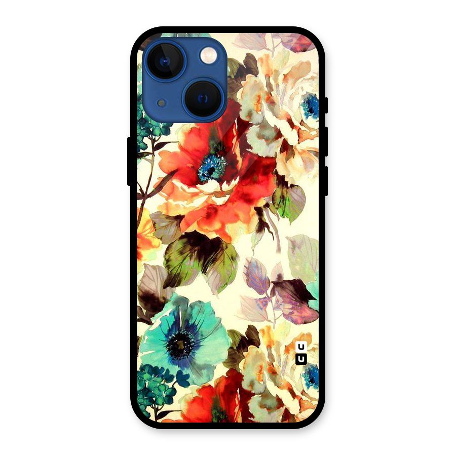 Artsy Bloom Flower Glass Back Case for iPhone 13 Mini