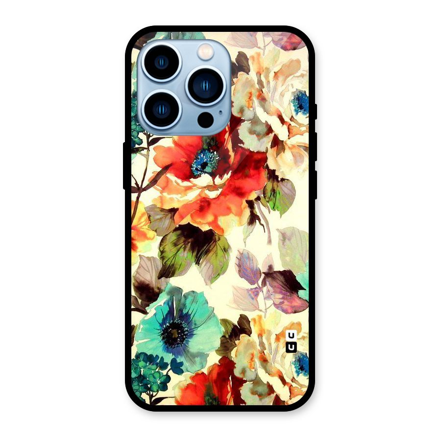 Artsy Bloom Flower Glass Back Case for iPhone 13 Pro