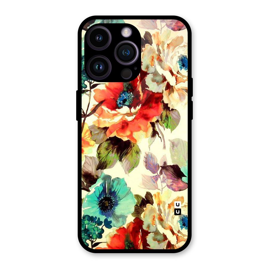 Artsy Bloom Flower Glass Back Case for iPhone 14 Pro Max