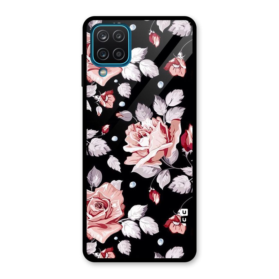 Artsy Floral Glass Back Case for Galaxy A12