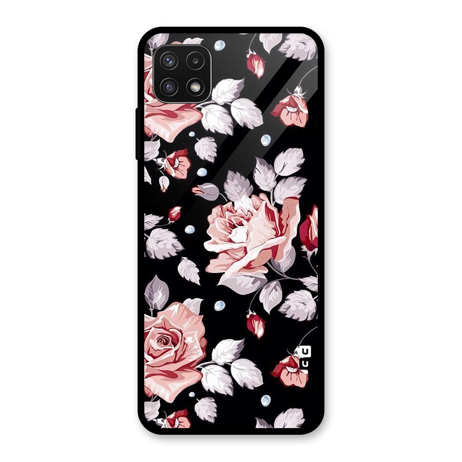 Artsy Floral Glass Back Case for Galaxy A22 5G