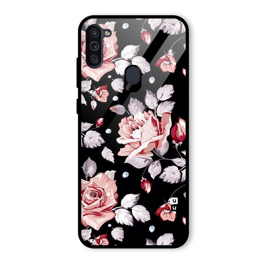 Artsy Floral Glass Back Case for Galaxy M11