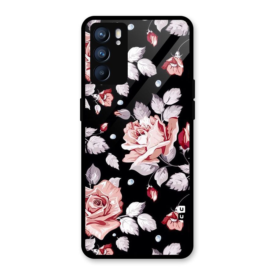 Artsy Floral Glass Back Case for Oppo Reno6 5G