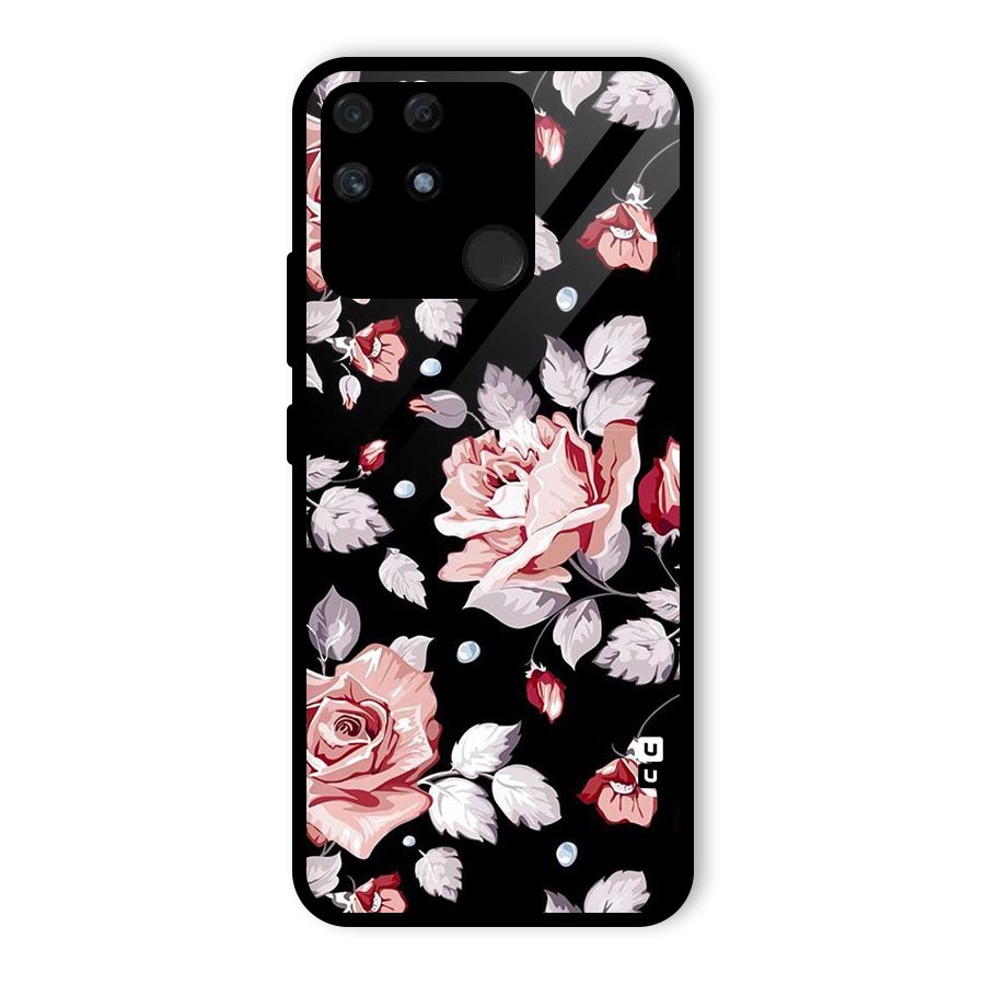 Artsy Floral Glass Back Case for Realme Narzo 50A