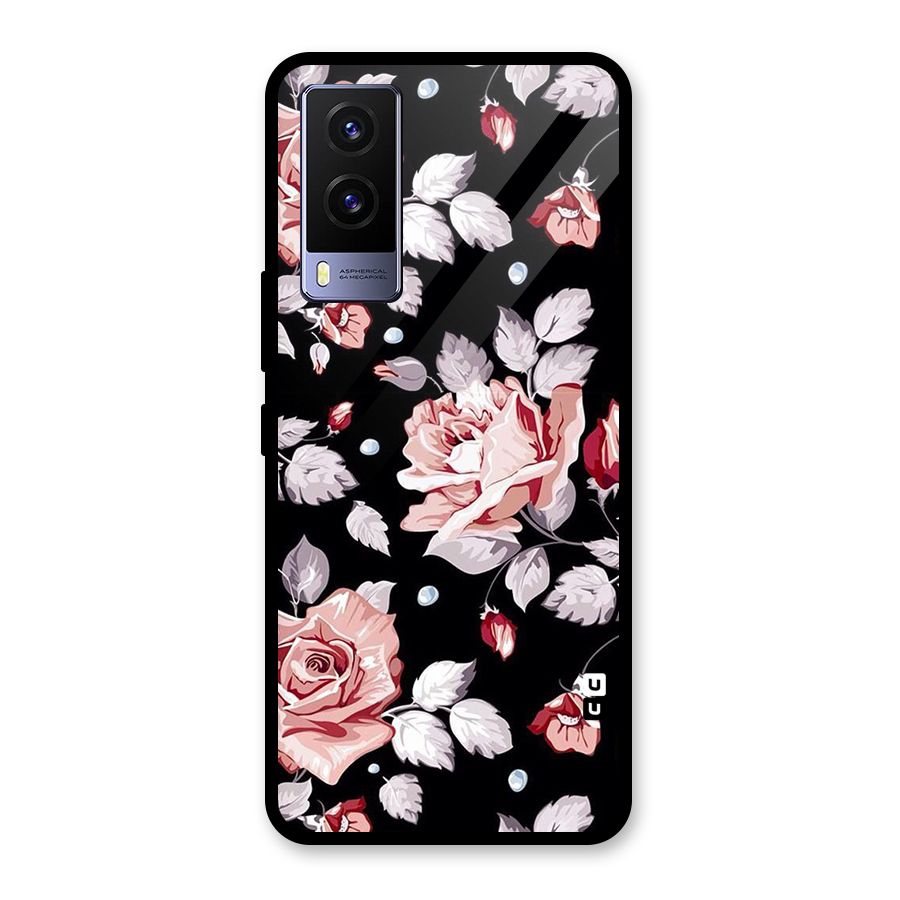 Artsy Floral Glass Back Case for Vivo V21e 5G