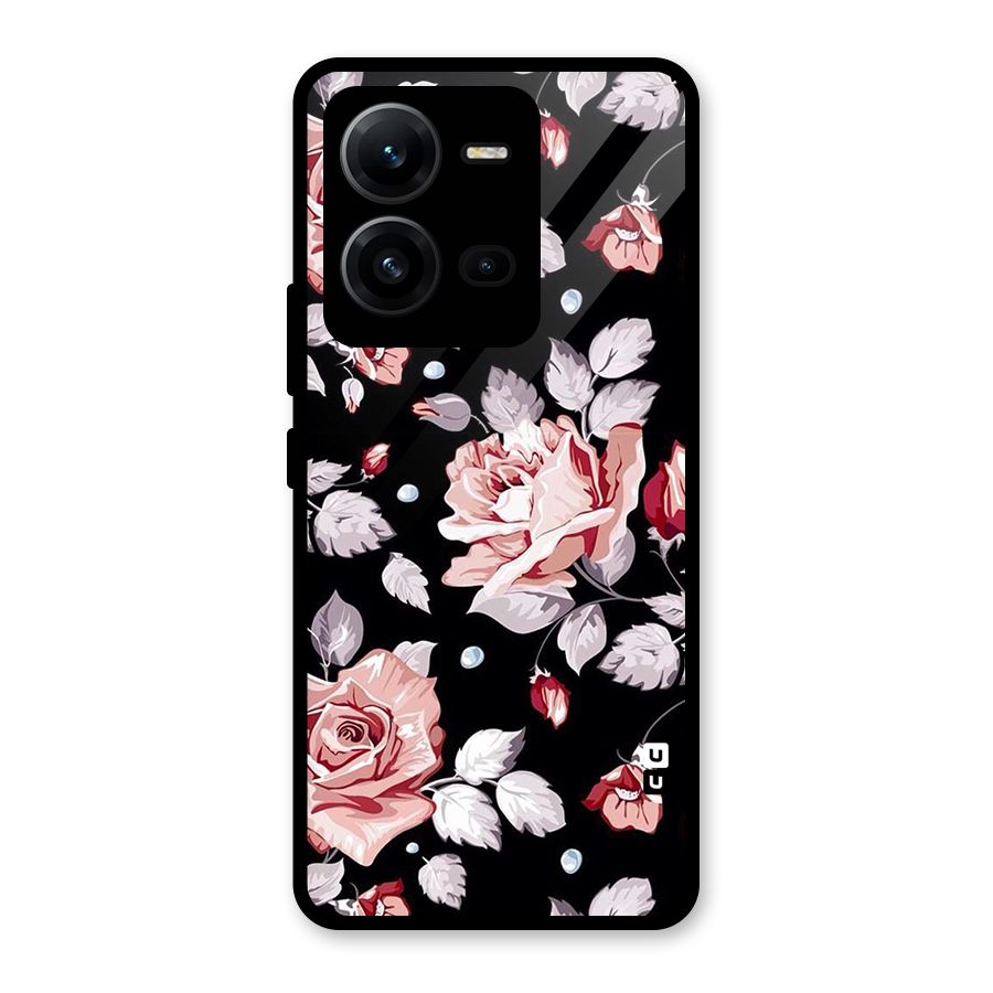 Artsy Floral Glass Back Case for Vivo V25