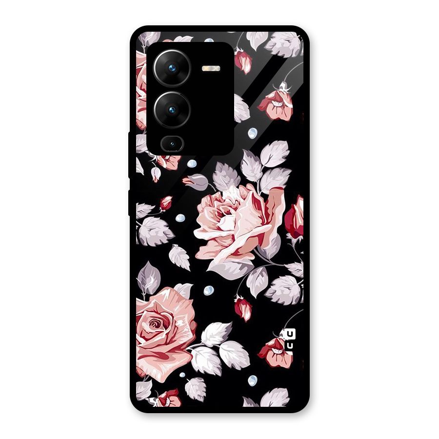 Artsy Floral Glass Back Case for Vivo V25 Pro