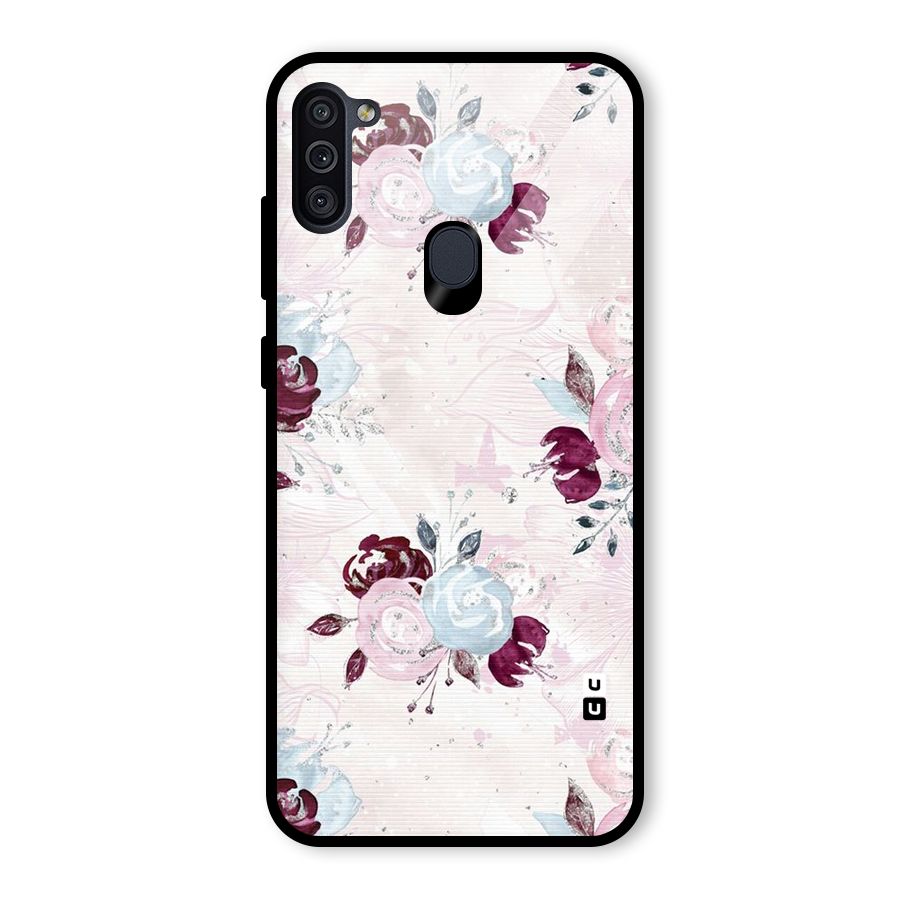 Artsy Florasy Glass Back Case for Galaxy M11