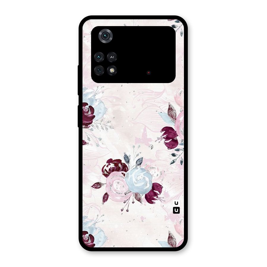 Artsy Florasy Glass Back Case for Poco M4 Pro 4G