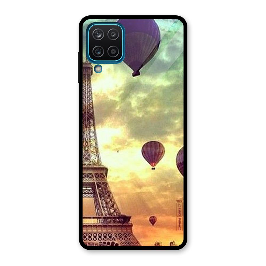 Artsy Hot Balloon And Tower Glass Back Case for Galaxy A12