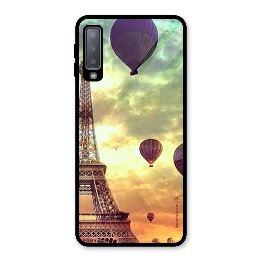 Artsy Hot Balloon And Tower Glass Back Case for Galaxy A7 (2018)