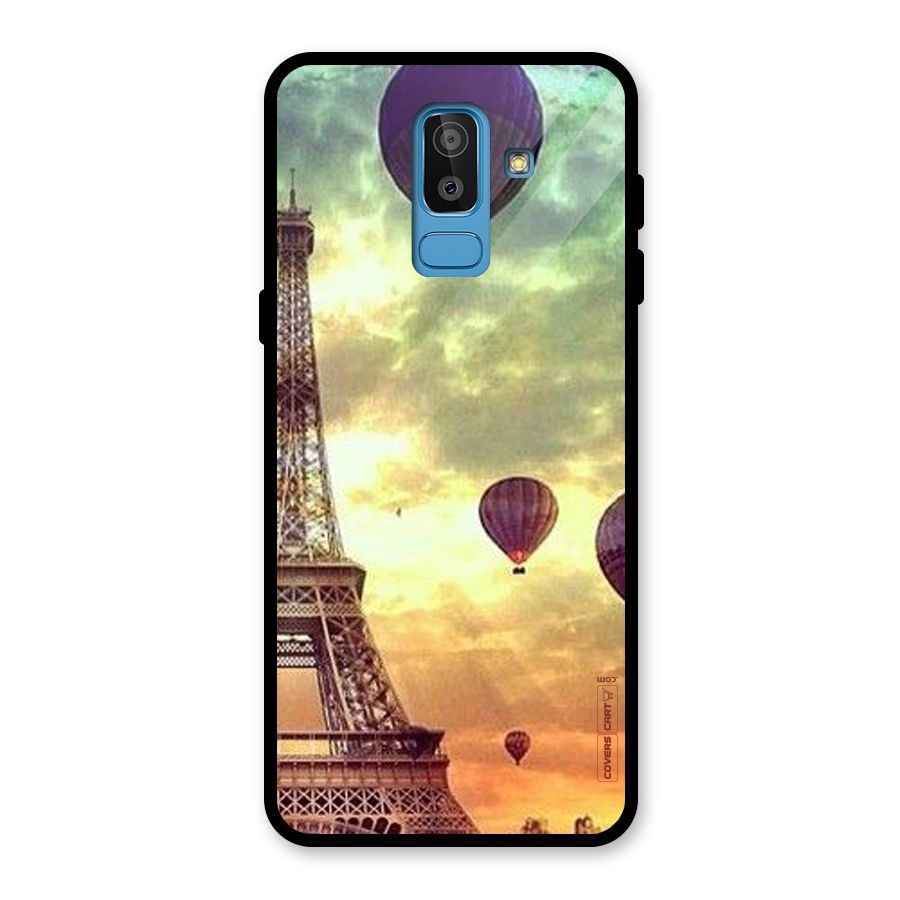 Artsy Hot Balloon And Tower Glass Back Case for Galaxy J8