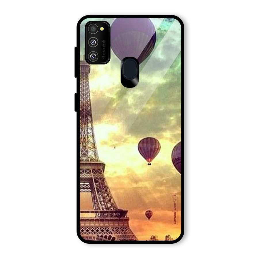 Artsy Hot Balloon And Tower Glass Back Case for Galaxy M21