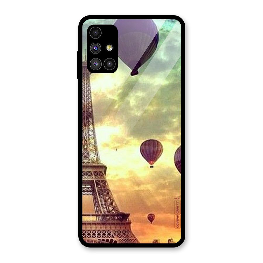 Artsy Hot Balloon And Tower Glass Back Case for Galaxy M51