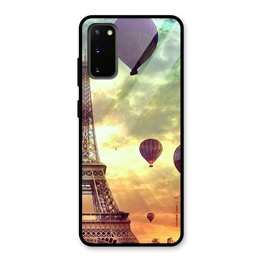 Artsy Hot Balloon And Tower Glass Back Case for Galaxy S20