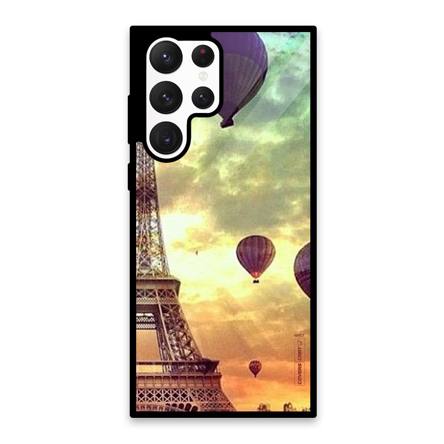 Artsy Hot Balloon And Tower Glass Back Case for Galaxy S22 Ultra 5G
