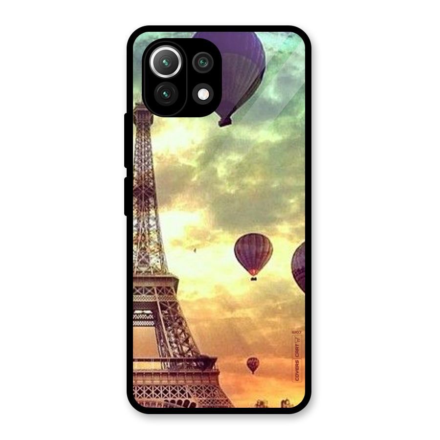 Artsy Hot Balloon And Tower Glass Back Case for Mi 11 Lite NE 5G