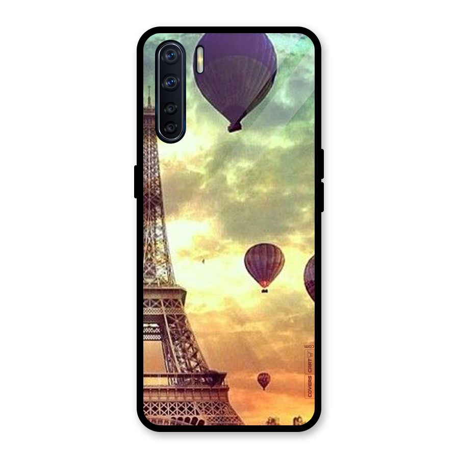 Artsy Hot Balloon And Tower Glass Back Case for Oppo F15