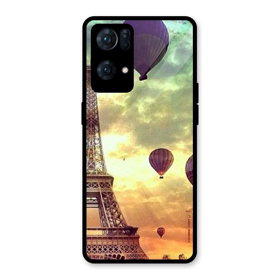 Artsy Hot Balloon And Tower Glass Back Case for Oppo Reno7 Pro 5G
