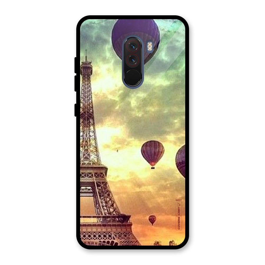 Artsy Hot Balloon And Tower Glass Back Case for Poco F1