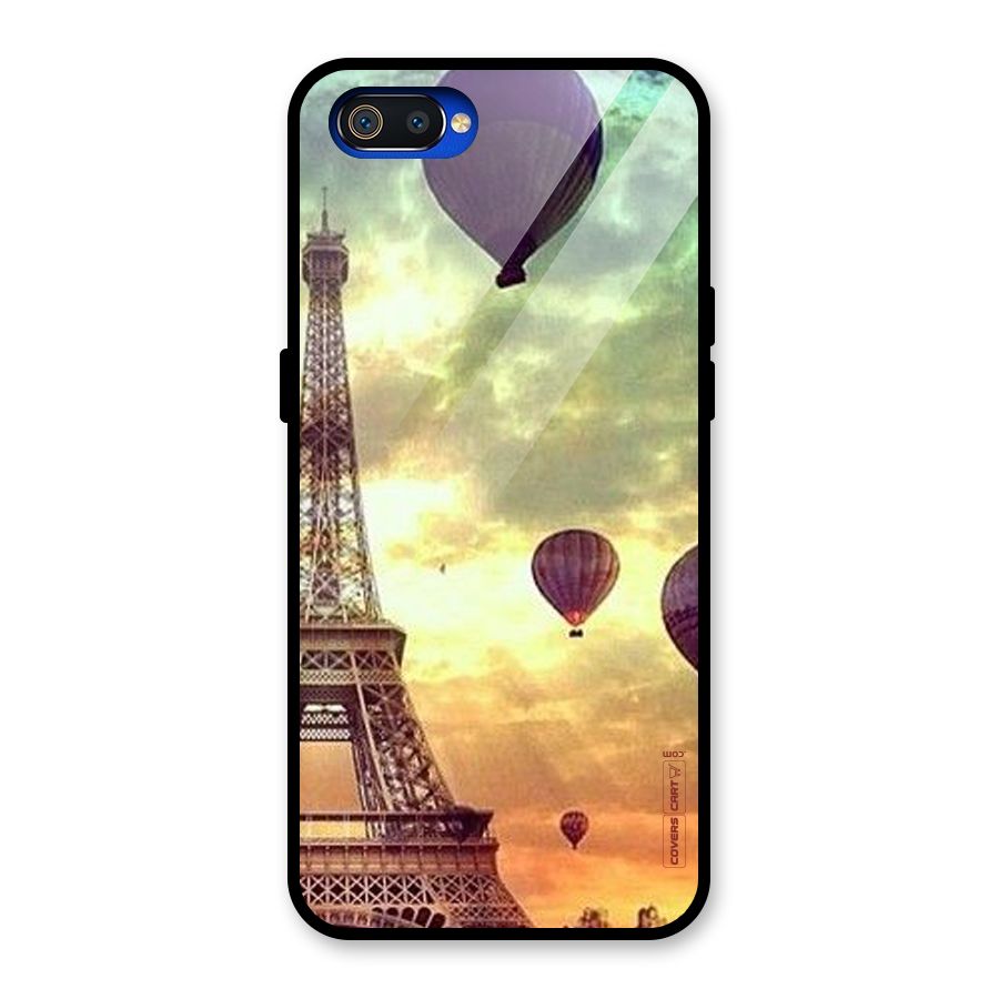 Artsy Hot Balloon And Tower Glass Back Case for Realme C2