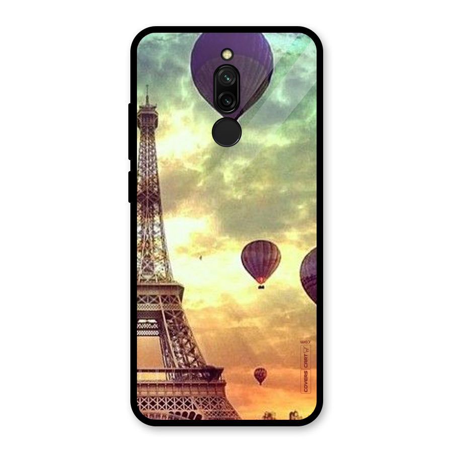 Artsy Hot Balloon And Tower Glass Back Case for Redmi 8