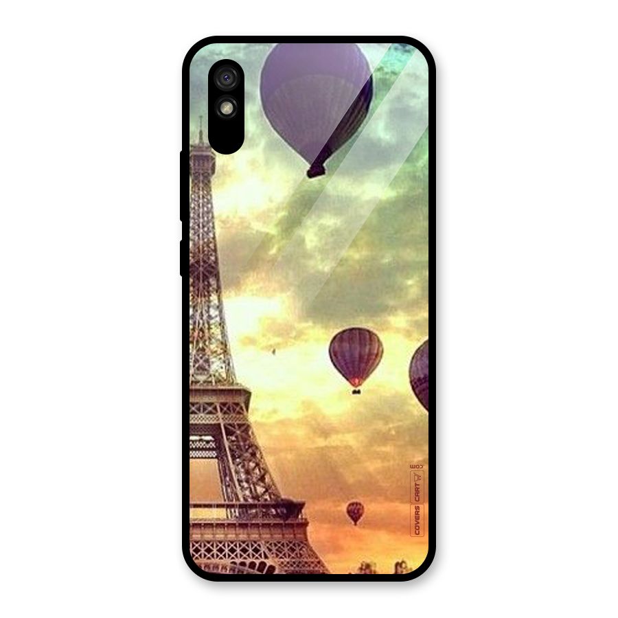 Artsy Hot Balloon And Tower Glass Back Case for Redmi 9A