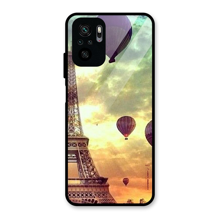 Artsy Hot Balloon And Tower Glass Back Case for Redmi Note 10S