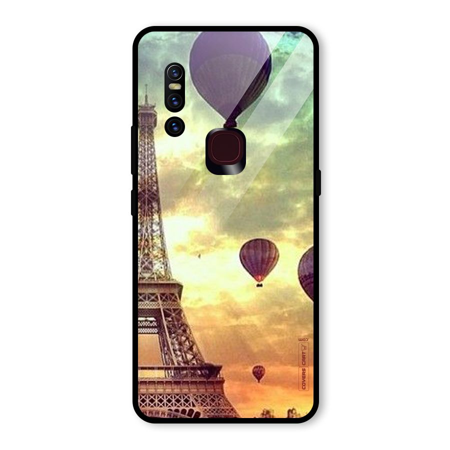 Artsy Hot Balloon And Tower Glass Back Case for Vivo V15