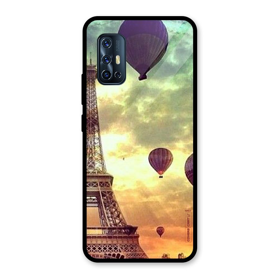 Artsy Hot Balloon And Tower Glass Back Case for Vivo V17