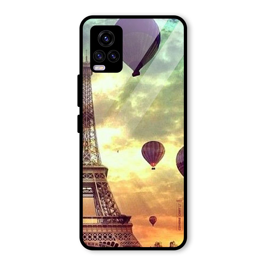 Artsy Hot Balloon And Tower Glass Back Case for Vivo V20