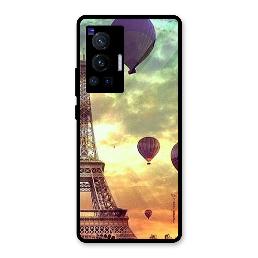 Artsy Hot Balloon And Tower Glass Back Case for Vivo X70 Pro