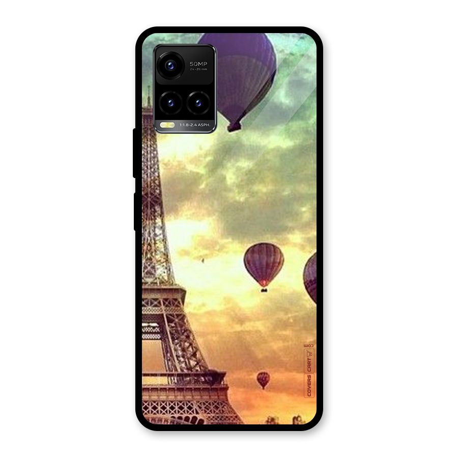 Artsy Hot Balloon And Tower Glass Back Case for Vivo Y21A