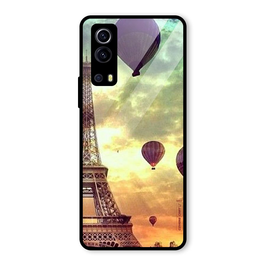 Artsy Hot Balloon And Tower Glass Back Case for Vivo iQOO Z3
