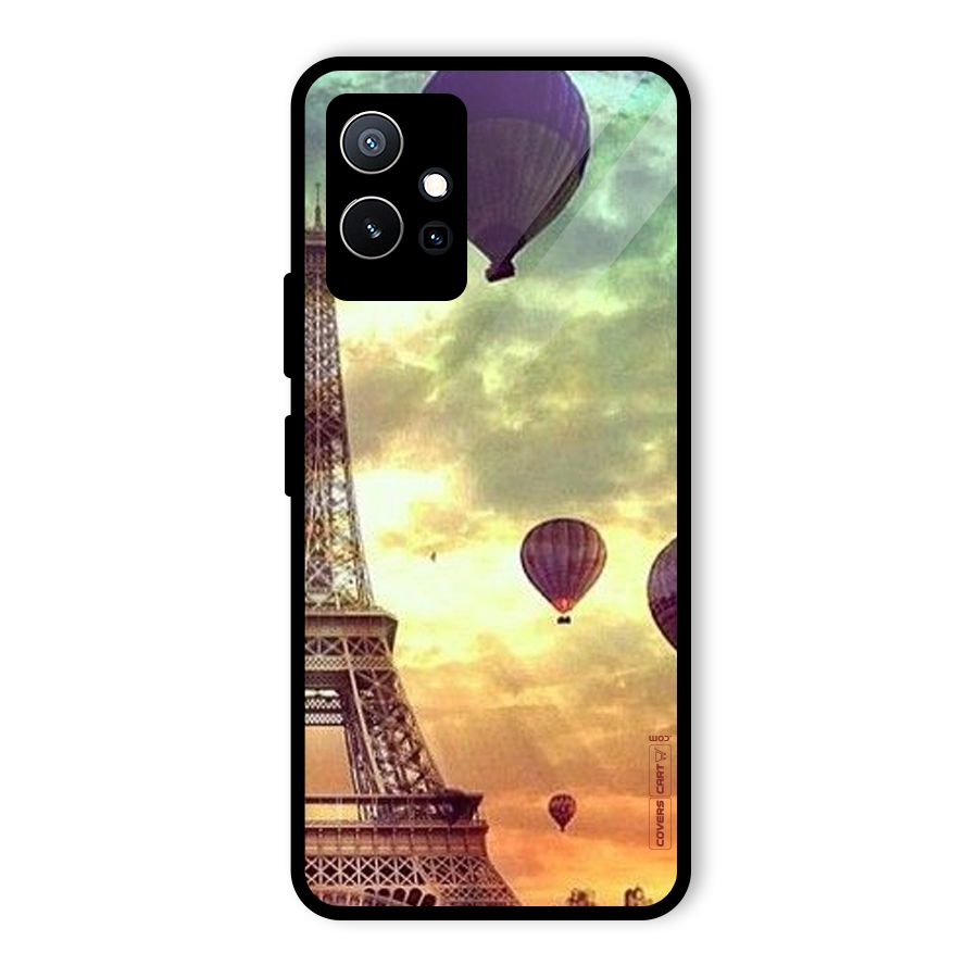 Artsy Hot Balloon And Tower Glass Back Case for Vivo iQOO Z6