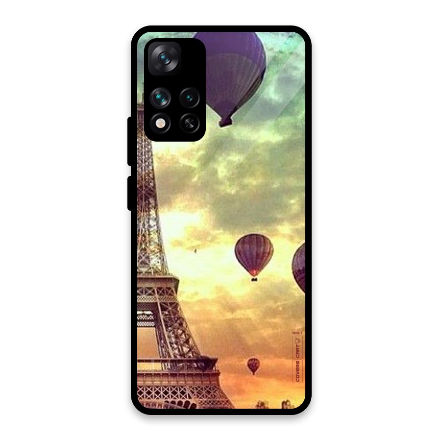 Artsy Hot Balloon And Tower Glass Back Case for Xiaomi 11i HyperCharge 5G