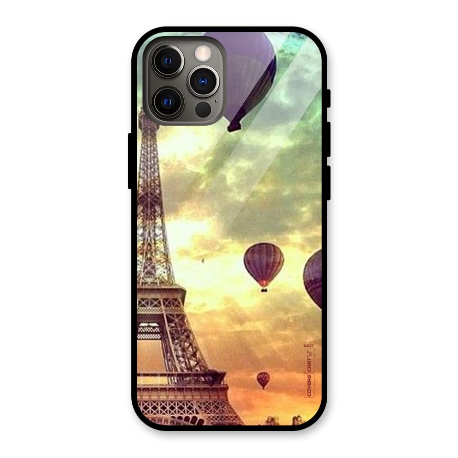 Artsy Hot Balloon And Tower Glass Back Case for iPhone 12 Pro