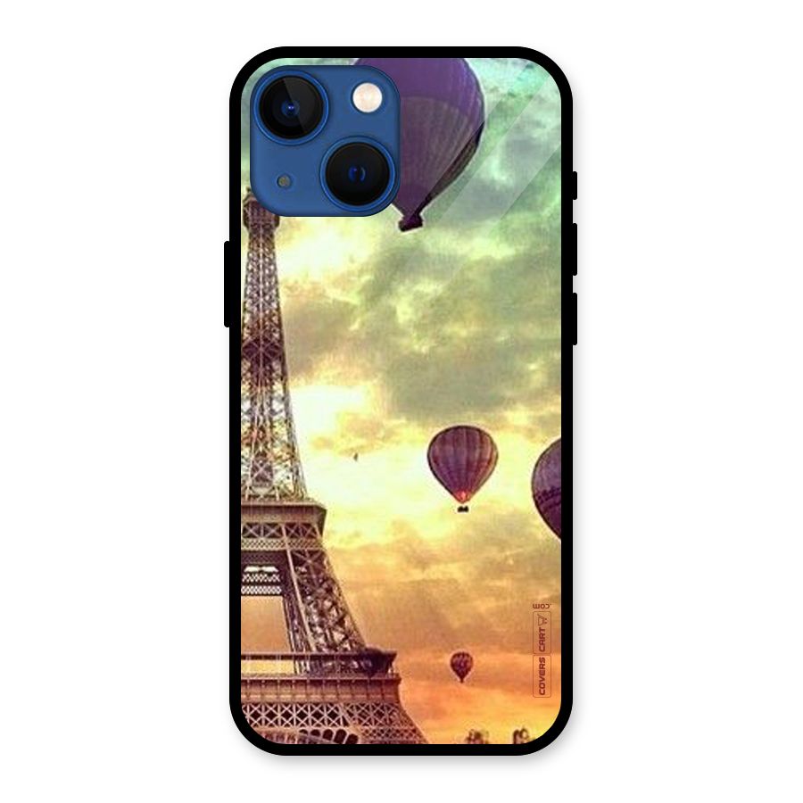 Artsy Hot Balloon And Tower Glass Back Case for iPhone 13 Mini