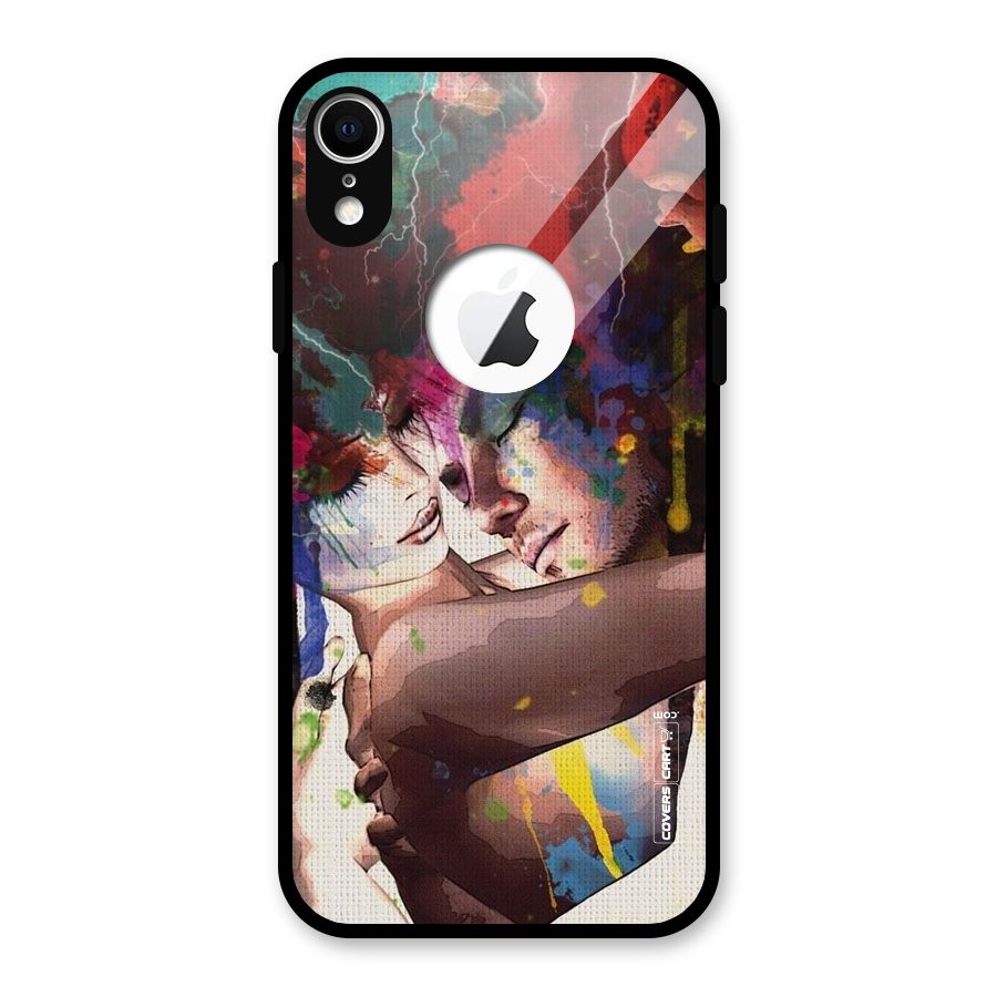 Artsy Romance Glass Back Case for iPhone XR Logo Cut