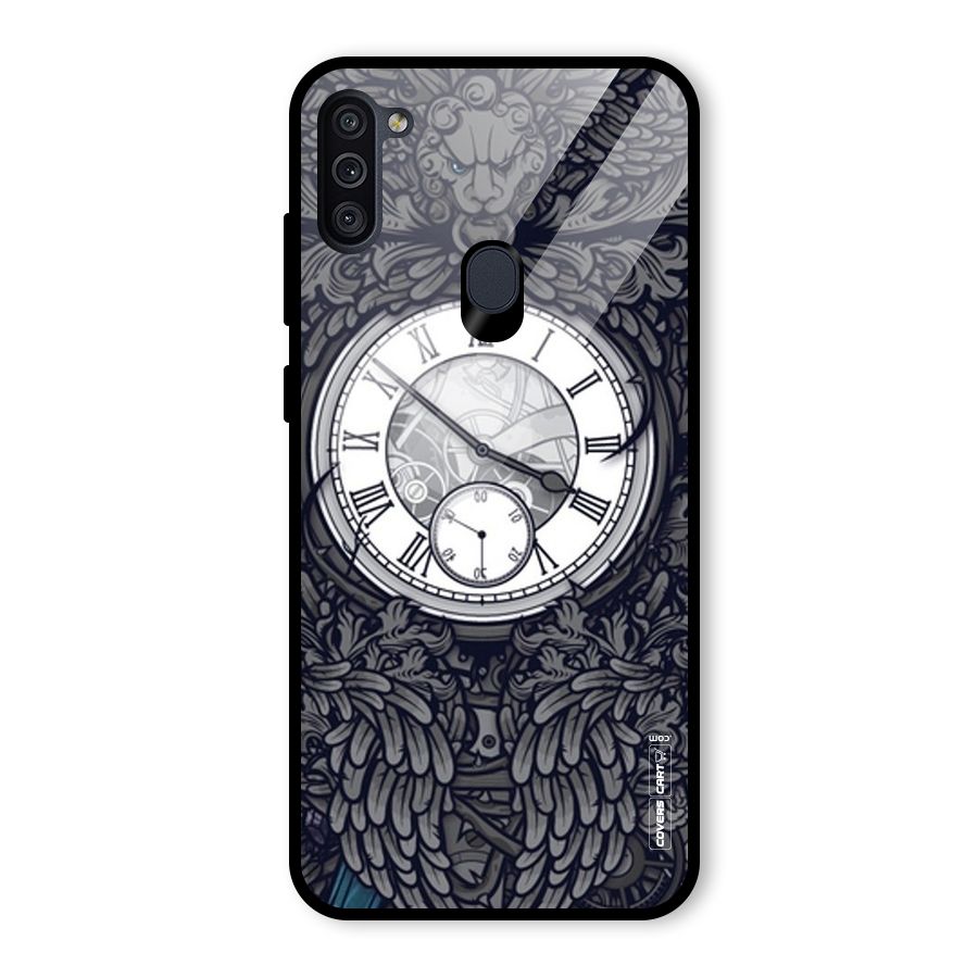 Artsy Wall Clock Glass Back Case for Galaxy M11