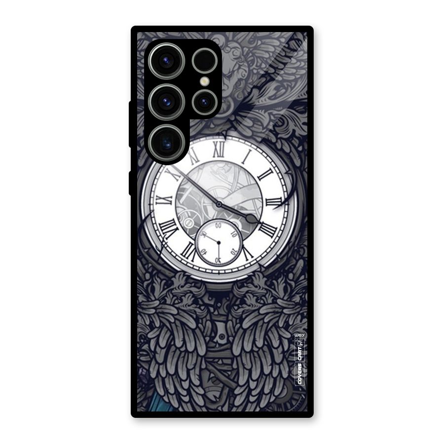 Artsy Wall Clock Glass Back Case for Galaxy S23 Ultra
