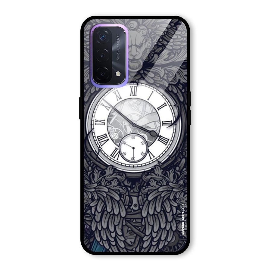 Artsy Wall Clock Glass Back Case for Oppo A74 5G