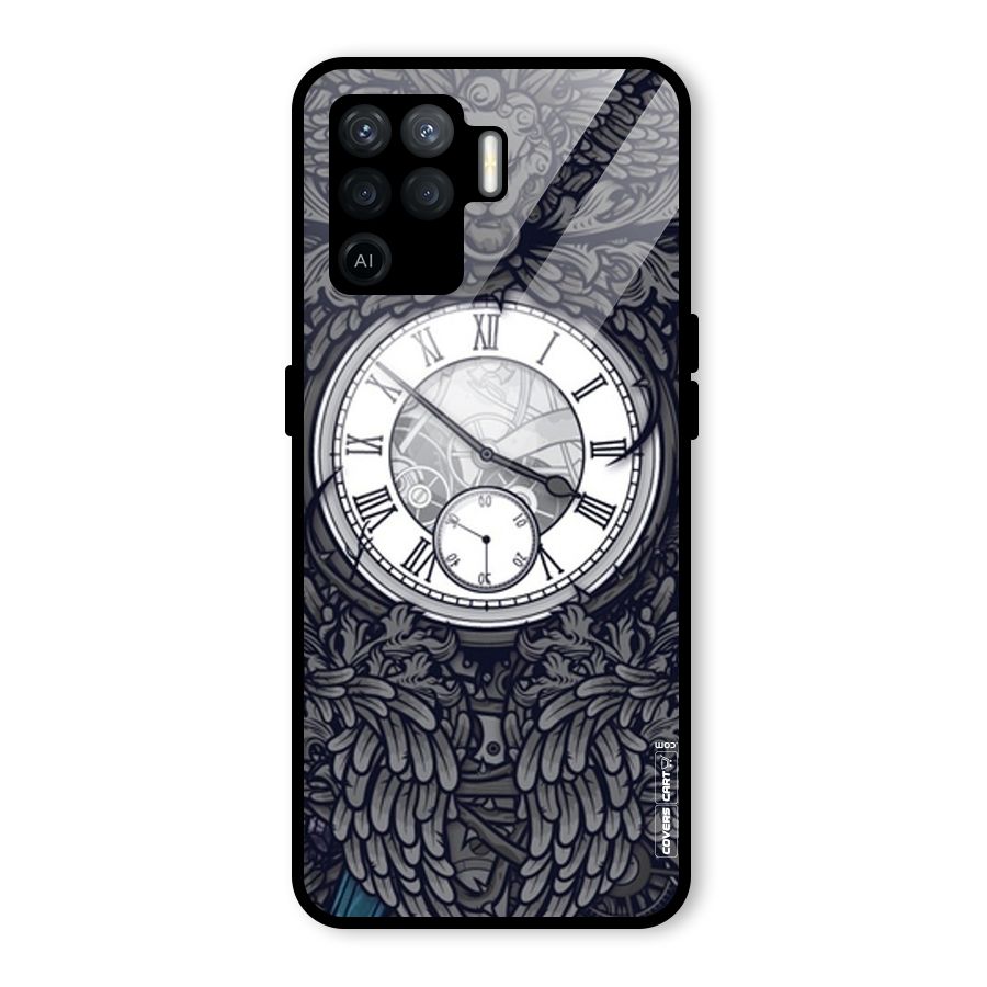 Artsy Wall Clock Glass Back Case for Oppo F19 Pro