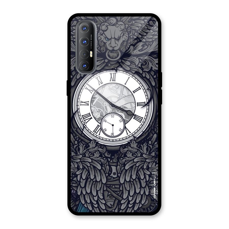Artsy Wall Clock Glass Back Case for Oppo Reno3 Pro