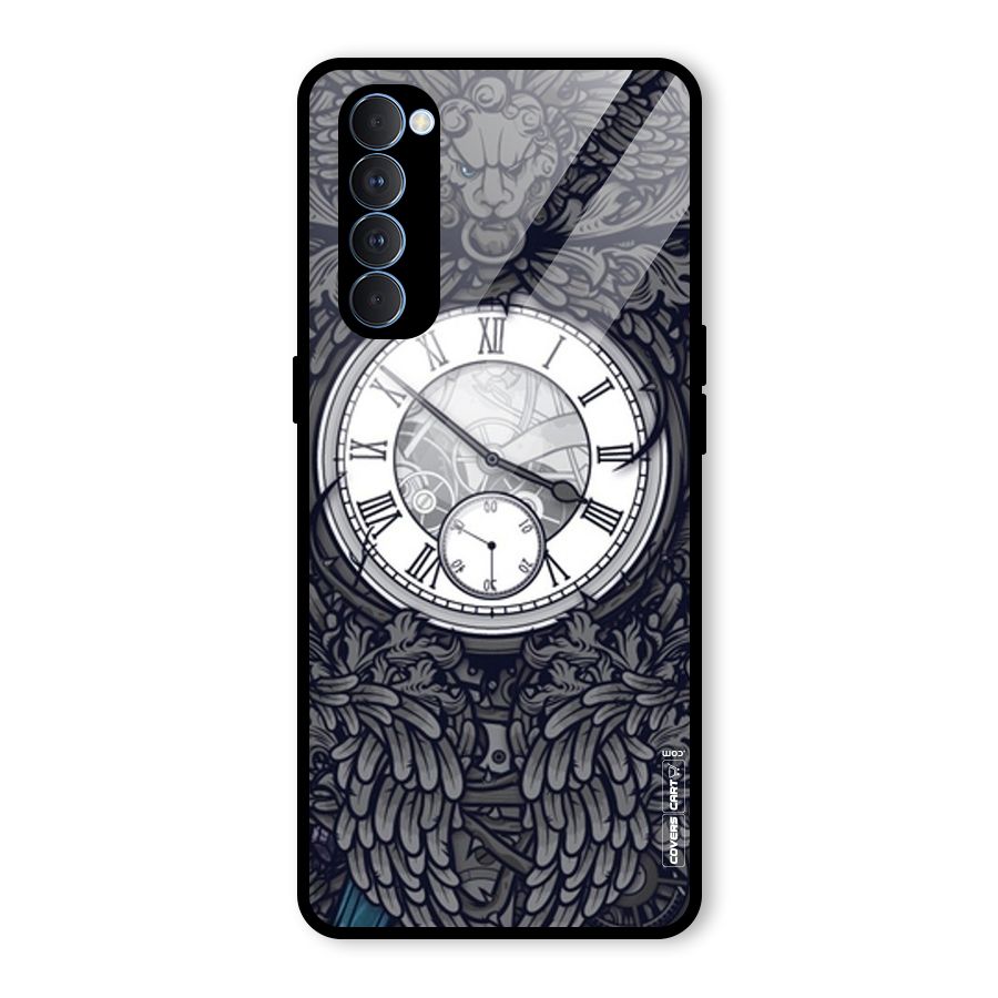 Artsy Wall Clock Glass Back Case for Oppo Reno4 Pro