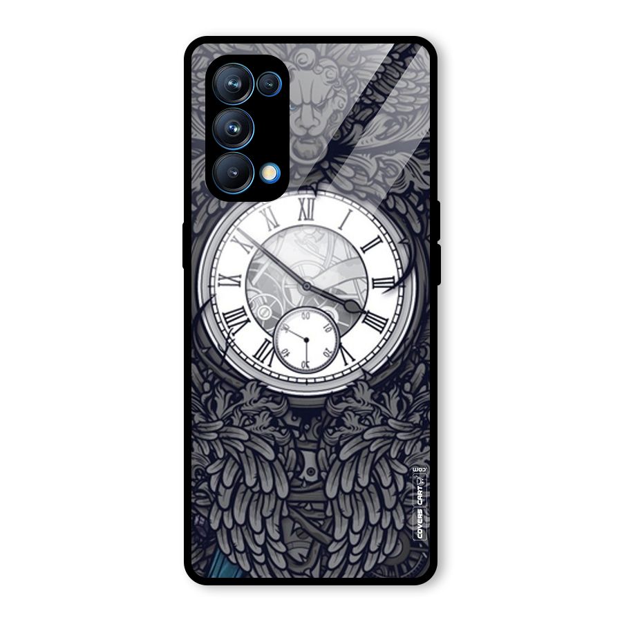 Artsy Wall Clock Glass Back Case for Oppo Reno5 Pro 5G