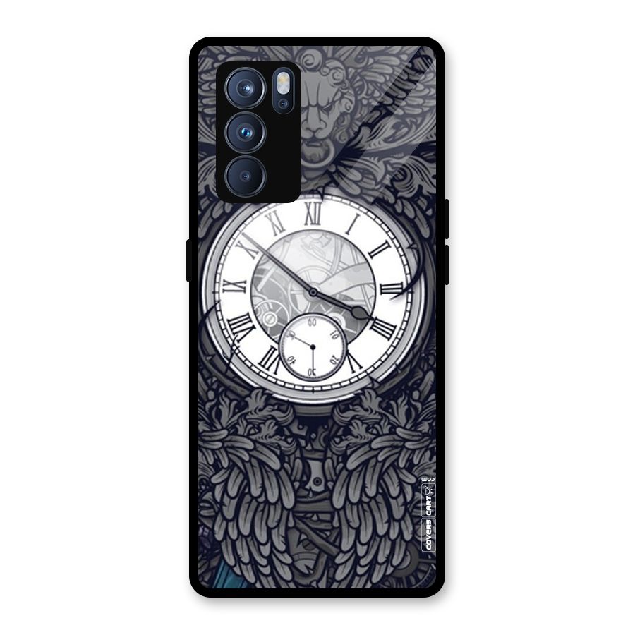 Artsy Wall Clock Glass Back Case for Oppo Reno6 Pro 5G