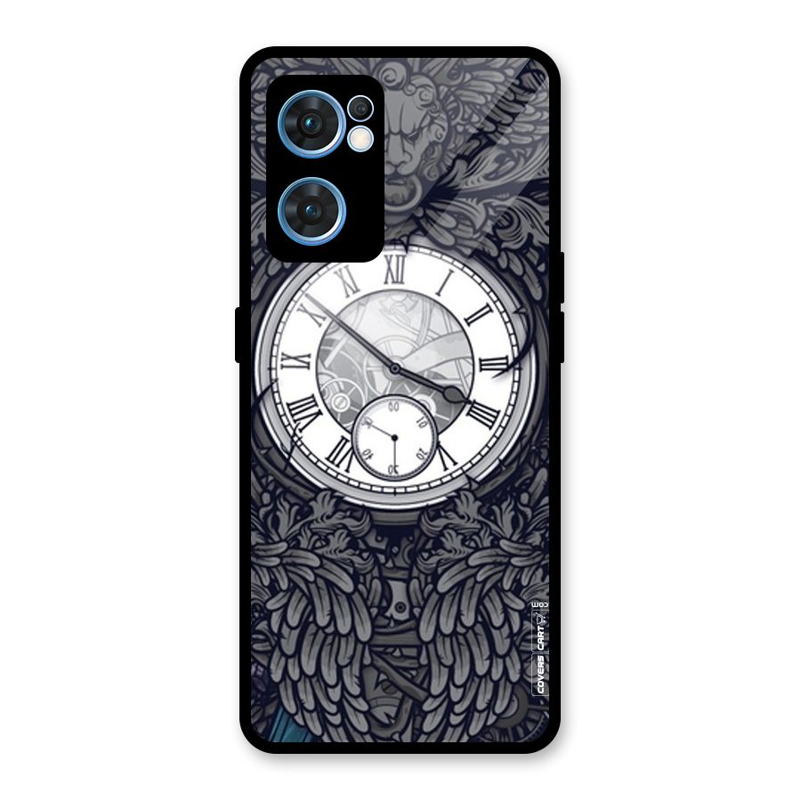 Artsy Wall Clock Glass Back Case for Oppo Reno7 5G